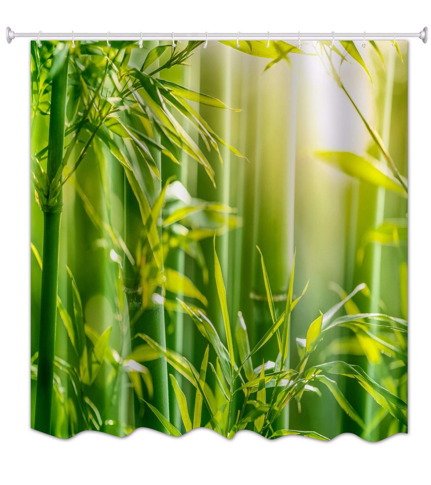 A.Monamour Sunlight Through Green Bamboo Forest Nature Landscape Scenery Art Print Waterproof Mouldproof Fabric Polyetser Non Pvc Shower Curtain For Bath Accessories 180X200 Cm / 72"X78"