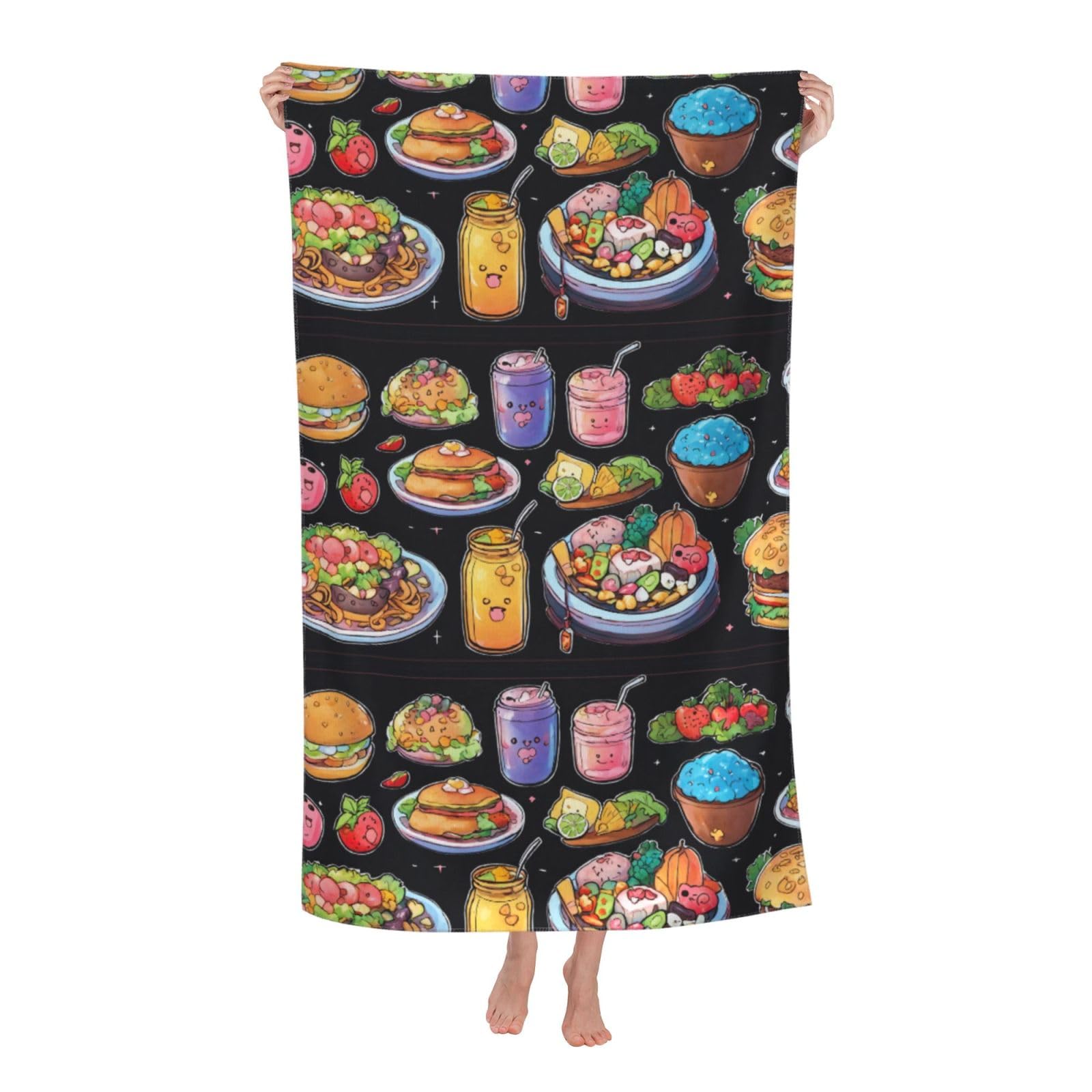 Cbaaghh Healthy Food Print Adult Beach Towels,Beach & Pool Towel,Beach Towels,Towels For Camping