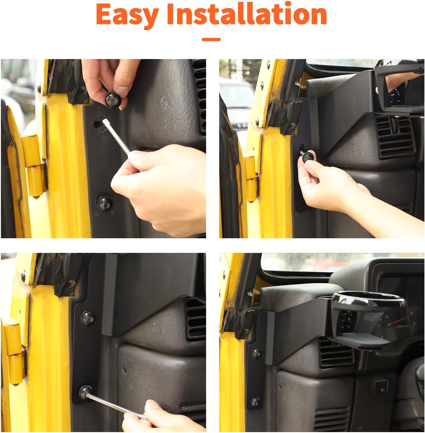 Center Console Cup Holder Expander Fit for 1997-2006 Jeep Wrangler TJ, Mounted Drink Holders(Left Black)