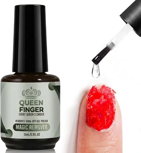 QUEENFINGER Gel Nail Polish Remover, Professional Magic Remove Soak-Off Gel Polish, Peel Off In 2-5 Minutes, No Need for F...