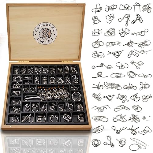 Wooden Brain Teaser Puzzles for Adults - Metal Puzzles for