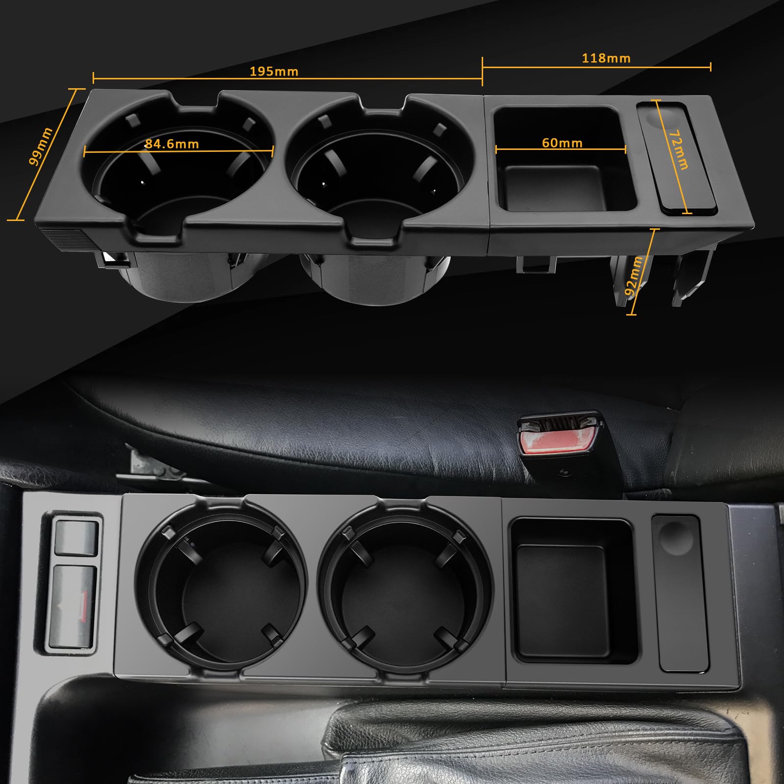 Geloo Centrale Anteriore Portabicchieri E46 Consolle Portabevande 5116821795351168217953 51168217957,Auto Nero Porta bevanda centrale anteriore per 1998-2004 serie 3