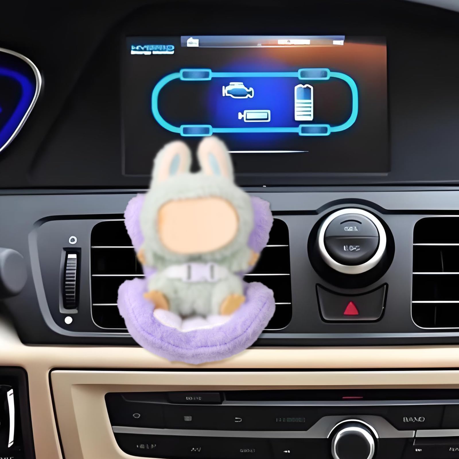 lasuroa Asiento Coche para Muñecas, Cojines Suaves y Peludos Asiento Decorativo con Caja Clip Cinturón Seguridad Ventilación Adorno Escritorio para Exhibir(Morado)