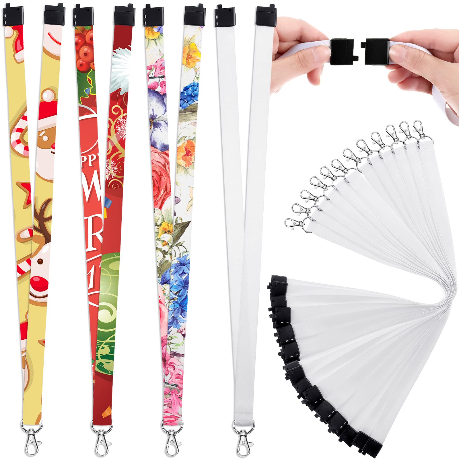 12 Pieces 12 Pieces Sublimation Blank Lanyards White Neck Lanyards with Badge Holder DIY