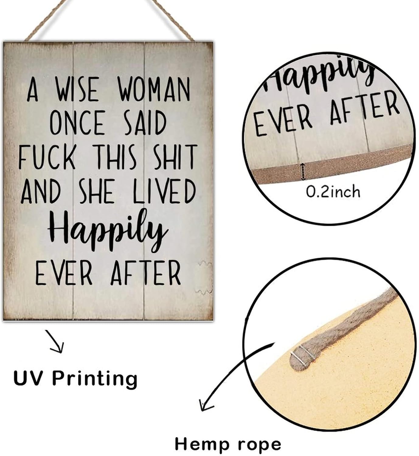 Vintage Wood Sign A Wise Woman Once Said Fuck This Shit and She Lived Happily Wall Art Decor Sign Motivational Quotes Scripture Wood Wall Art Sign Farmhouse Wood Hanging Signs 18x24in