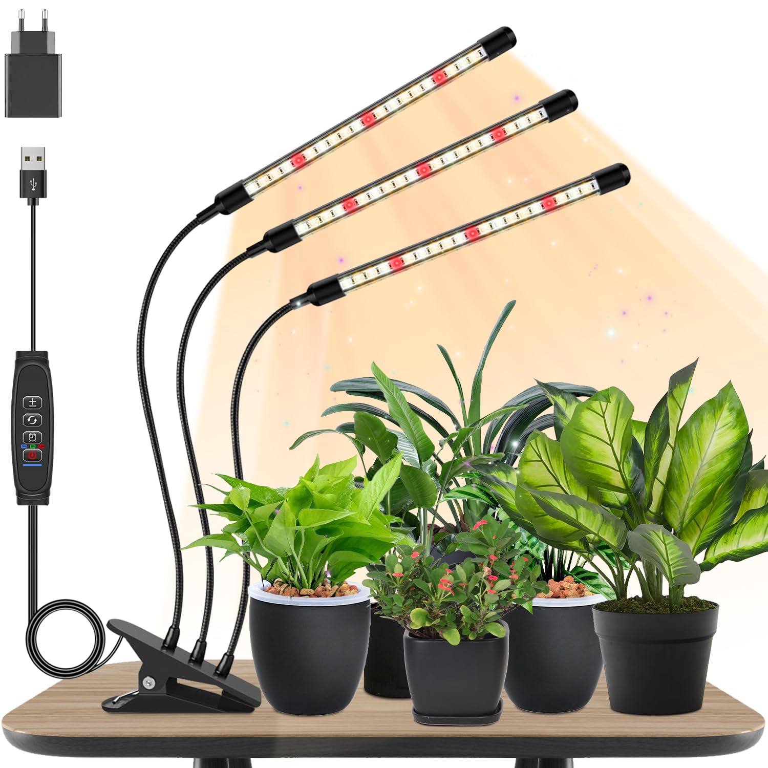 niello lampe 3 têtes plantes