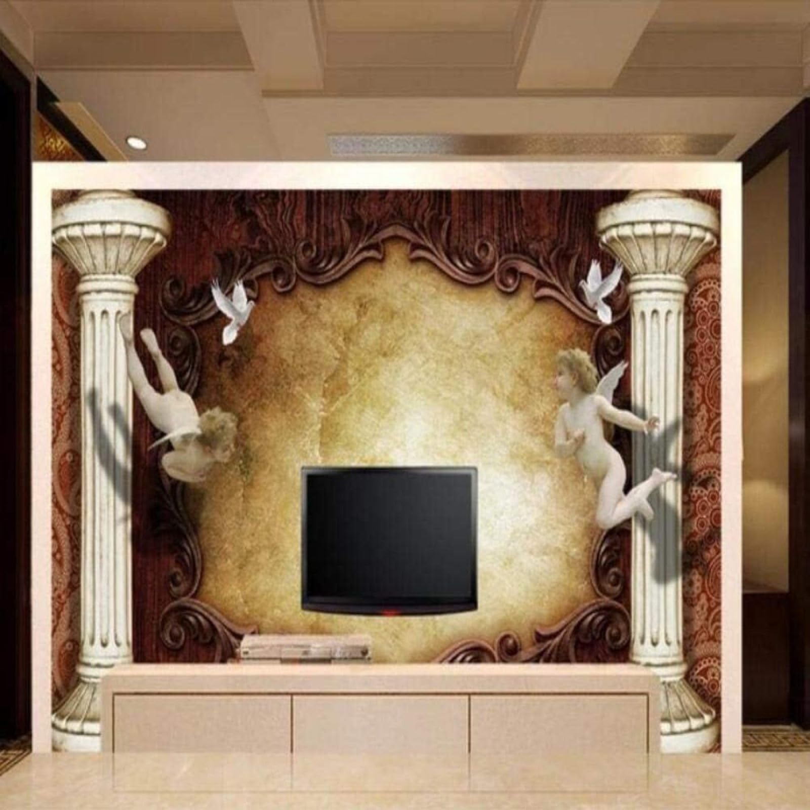 Papel pintado 3D de ángeles retro XLMING ideal para renovar la pared del salón y zona de sofás