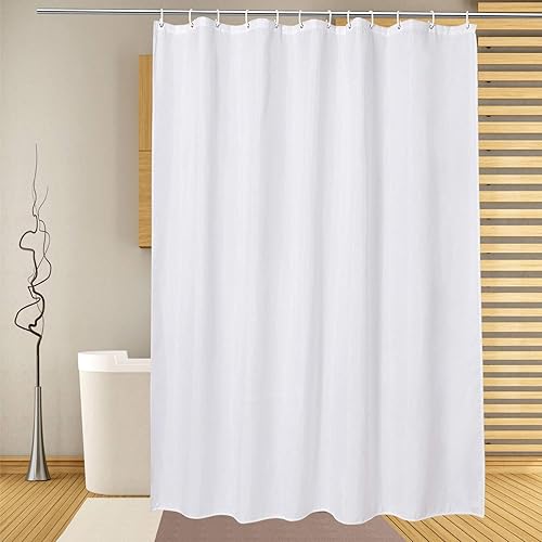 Cortina de ducha extra larga de 72 x 86 pulgadas cortinas de ducha de tela blanca para spa hotel baño repelente al agua lavable a máquina 86