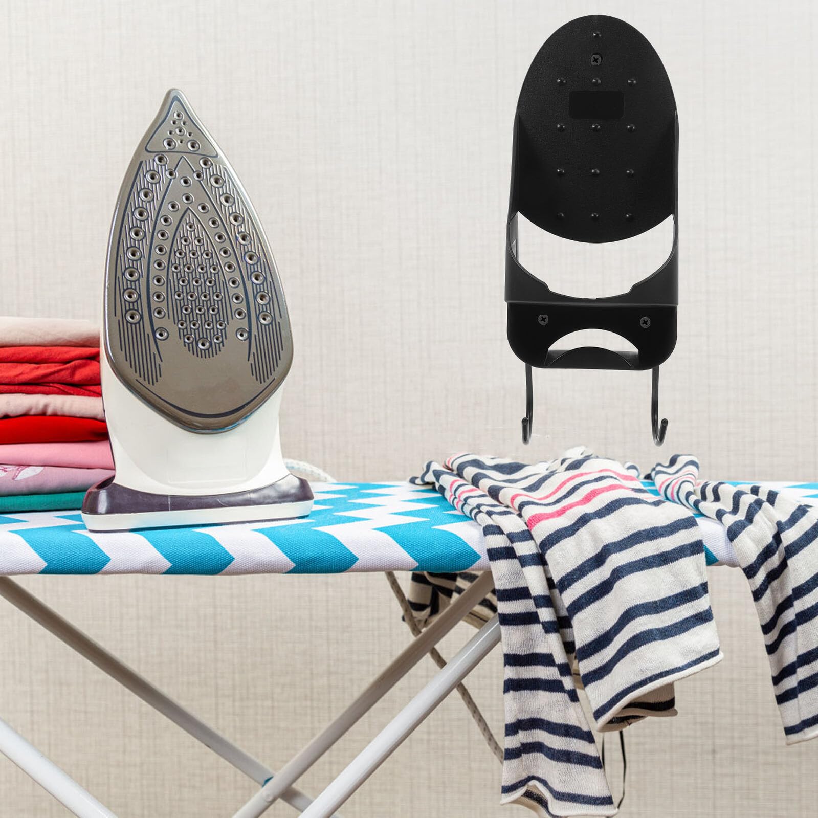 Supporto da Parete per Asse da Stiro con Ganci Porta Asse e Ferro Elettrico Compatto per Bagno e Lavanderia Organizer Murale Elegante e Pratico per Hotel Dimensioni