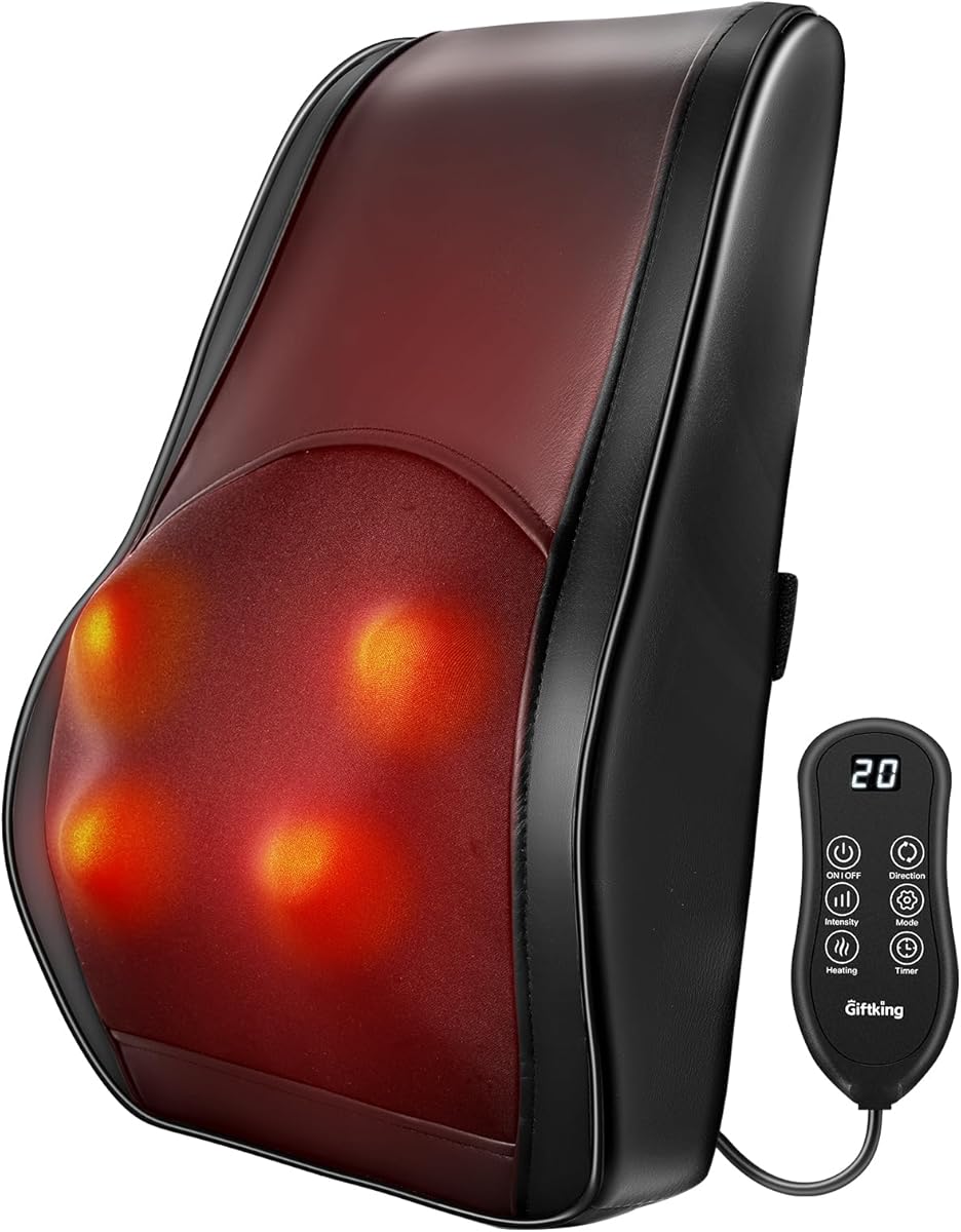 Neck Massager with Heat, Shiatsu Back and Neck Massagers, 3D Deep Tissue Massage Pillow for Back, Shoulder, Leg Pain Relief, Gifts for Mom Dad Wife, with Delicate Package & Card