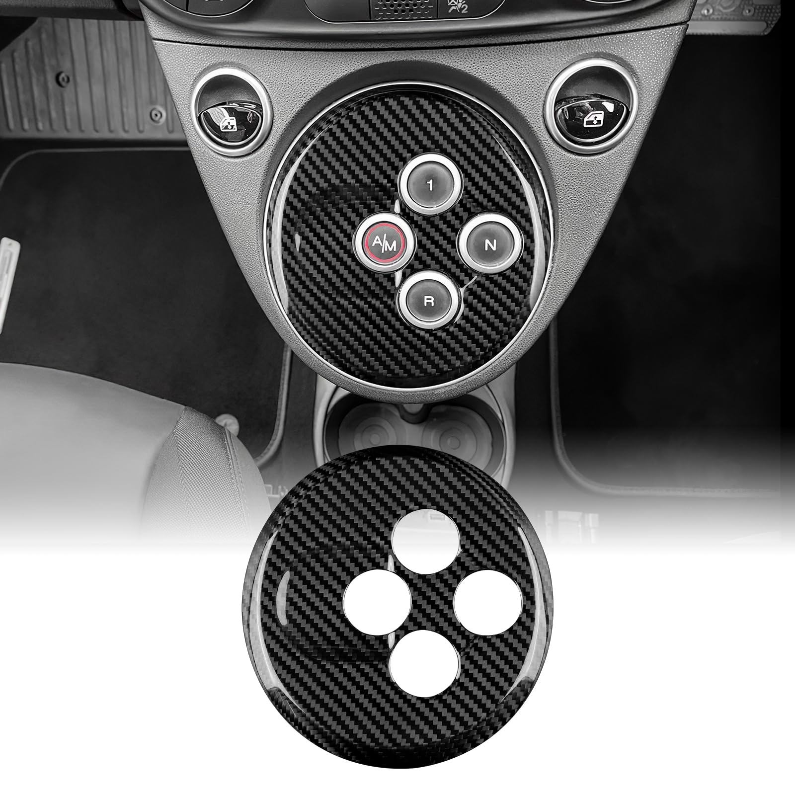 KUNGKIC Pour Fiat Abarth 595/695 Voiture Console Panneau de décoration Cadre intérieur en fibre de carbone Accessoires cadeau