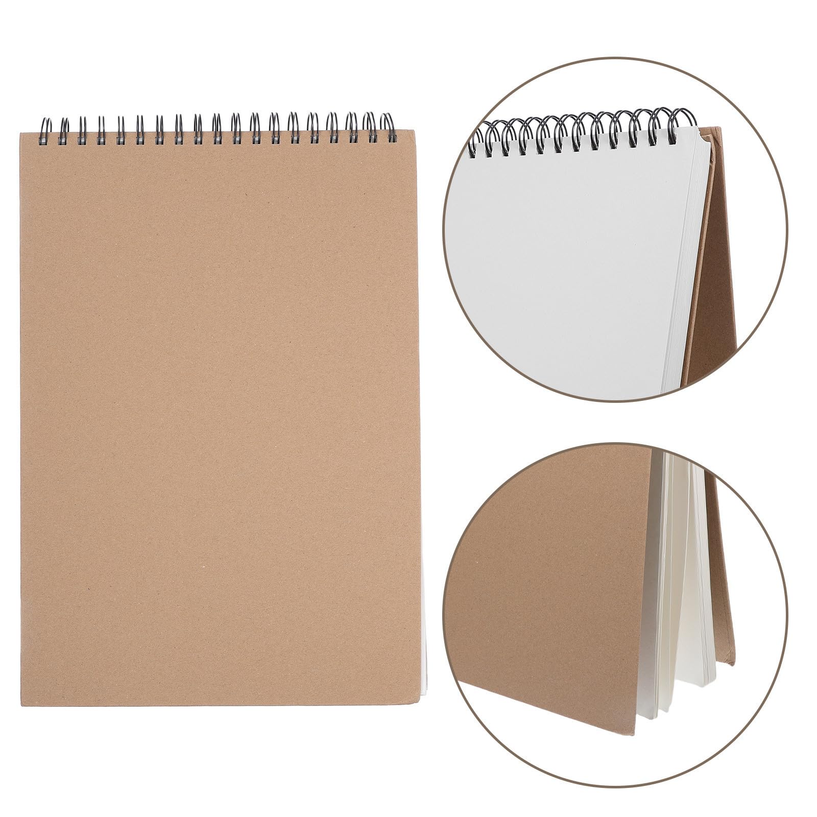 HEMOTON 60 Hojas Cuaderno de Bocetos de Tapa Dura Negro Espiral, Papel en