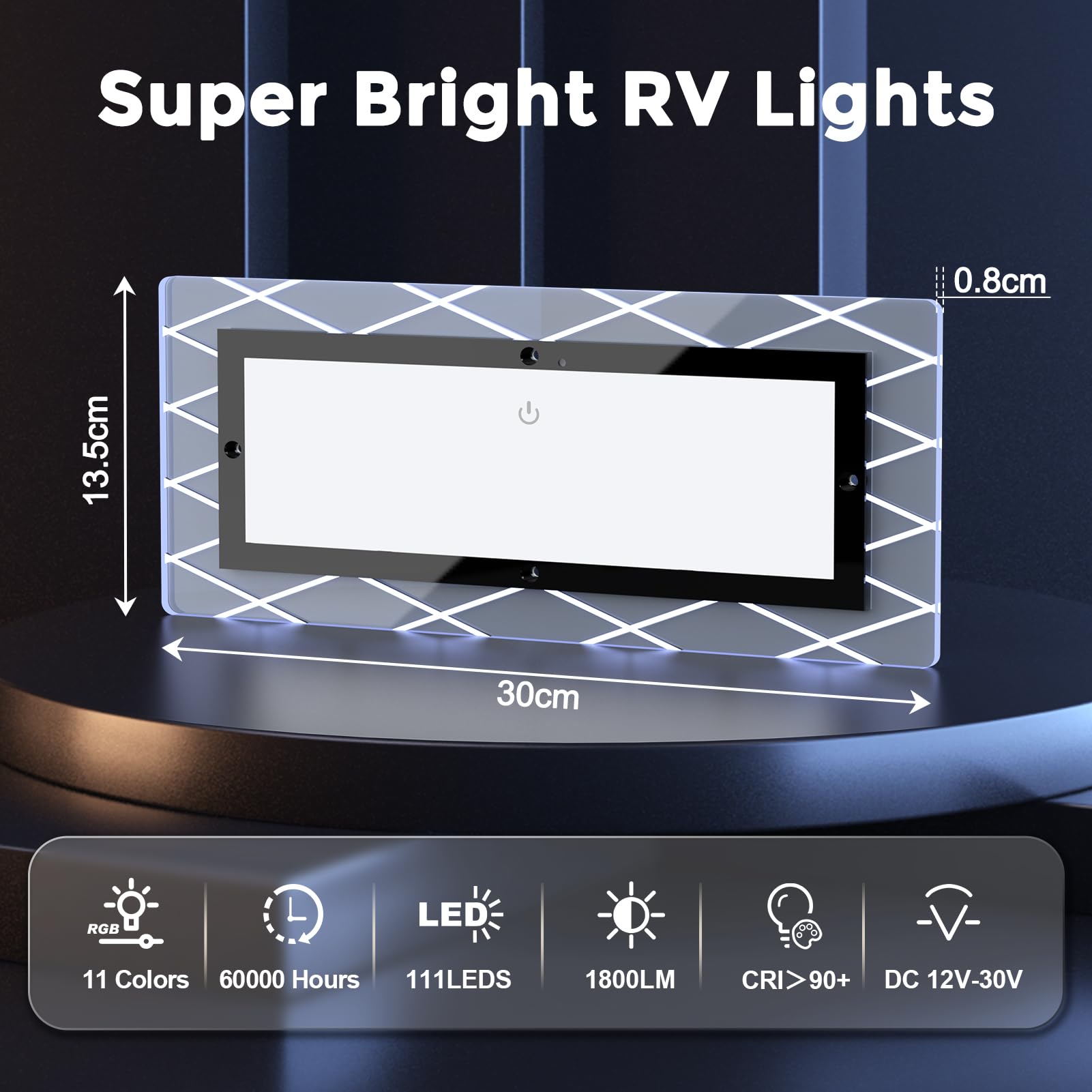4 szt. 12 V, oświetlenie wewnętrzne LED, 8 wielokolorowych świateł bocznych, lampa sufitowa LED RV 111 LED z przełącznikiem, regulowana lampa dachowa RV 1800 lm, do kampera, łodzi