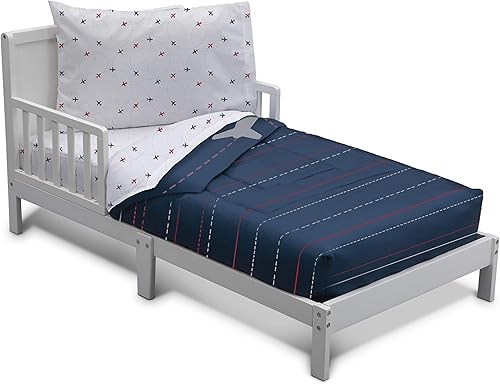 Miniatura 2 de Delta Children Juego de ropa de cama de 4 piezas para niños, edredón reversible 2 en 1, incluye edredón ajustable para mantener a los más pequeños