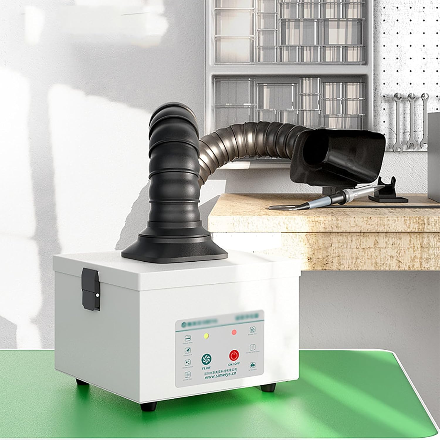 Fume Extractor, Industrial Smoke Absorber with 360° Universal Tube and Smoke Hood, 2-Layer Filtration System and 138m3/H Flow Rate, 99.99 Purification Efficiency, Does Not Leak Smoke, for Weld
