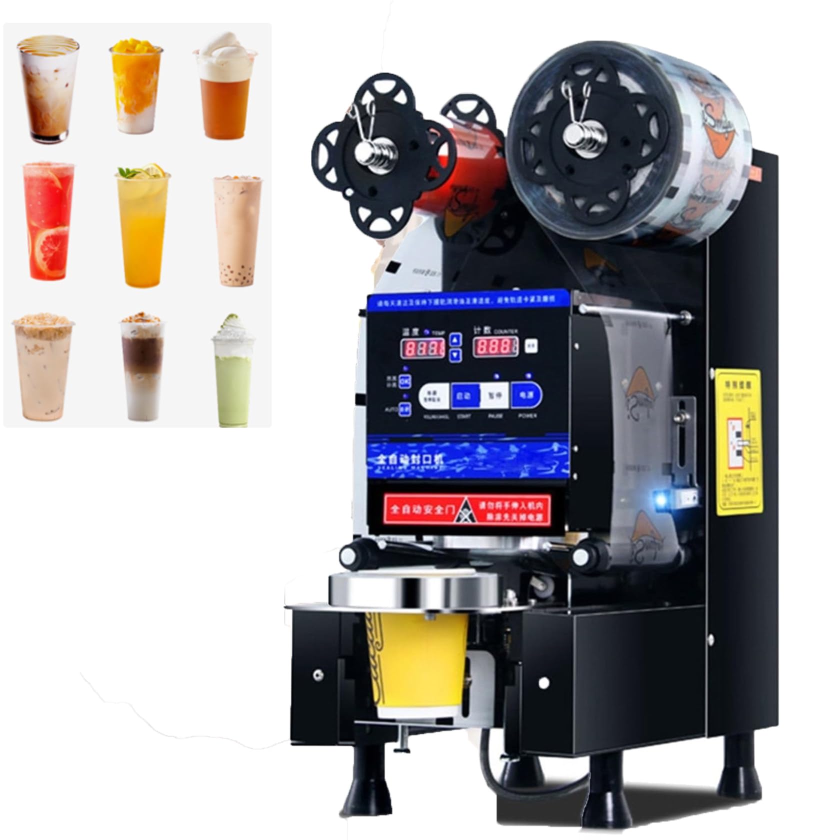 AYCDL 480W Auto Vacuum Sealer,commercial Cup Sealing Machine,for Bubble Tea,Coffee and Smoothies,Black-220V
