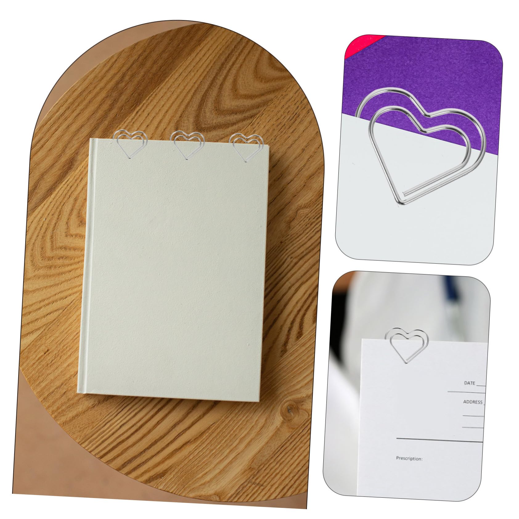 OSALADI 5 Set Graffetta Piccole Clip Di Carta A Forma Di Clip Da Ufficio Di Dimensioni Cuore Cuori Fermagli Di Carta Graffette Decorative Mini Graffette Argento Metallo 100 Pezzi * 5