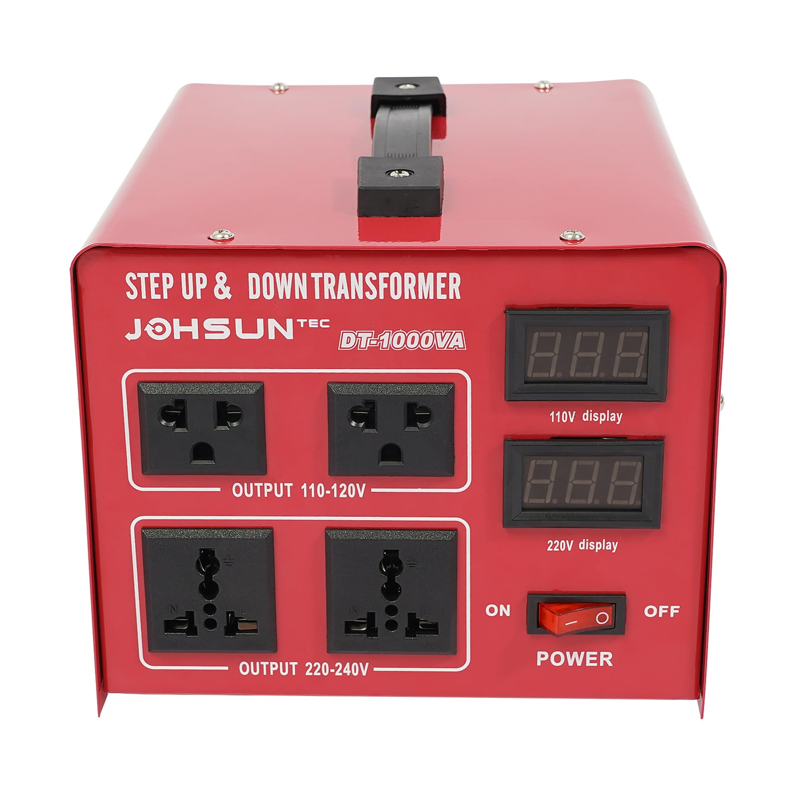 Voltage Converter Transformer, 1000W Heavy Duty 240-110V Step Up/Down Transformer with2 US Outlets & 2 Universal Outlets & LCD, Overload Over-Temperature Protection