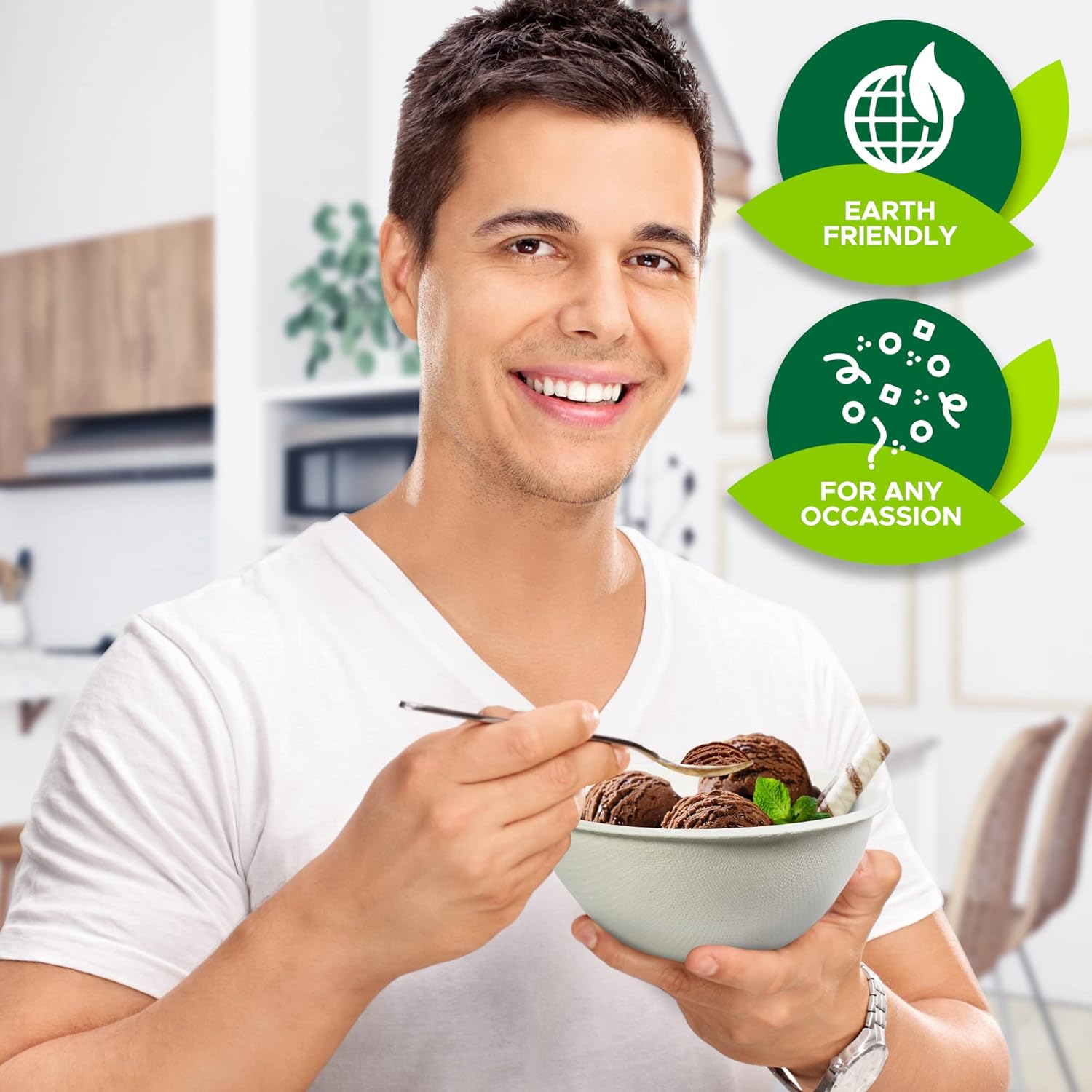 PAMI 100% Biodegradable Sugarcane Bowls [Pack of 50] 6 oz. Natural Compostable Soup Bowls- Planet-Friendly Bagasse Bowls For Hot & Cold Uses- Heavy-Duty Disposable Microwavable Paper Serving Bowls : Health & Household