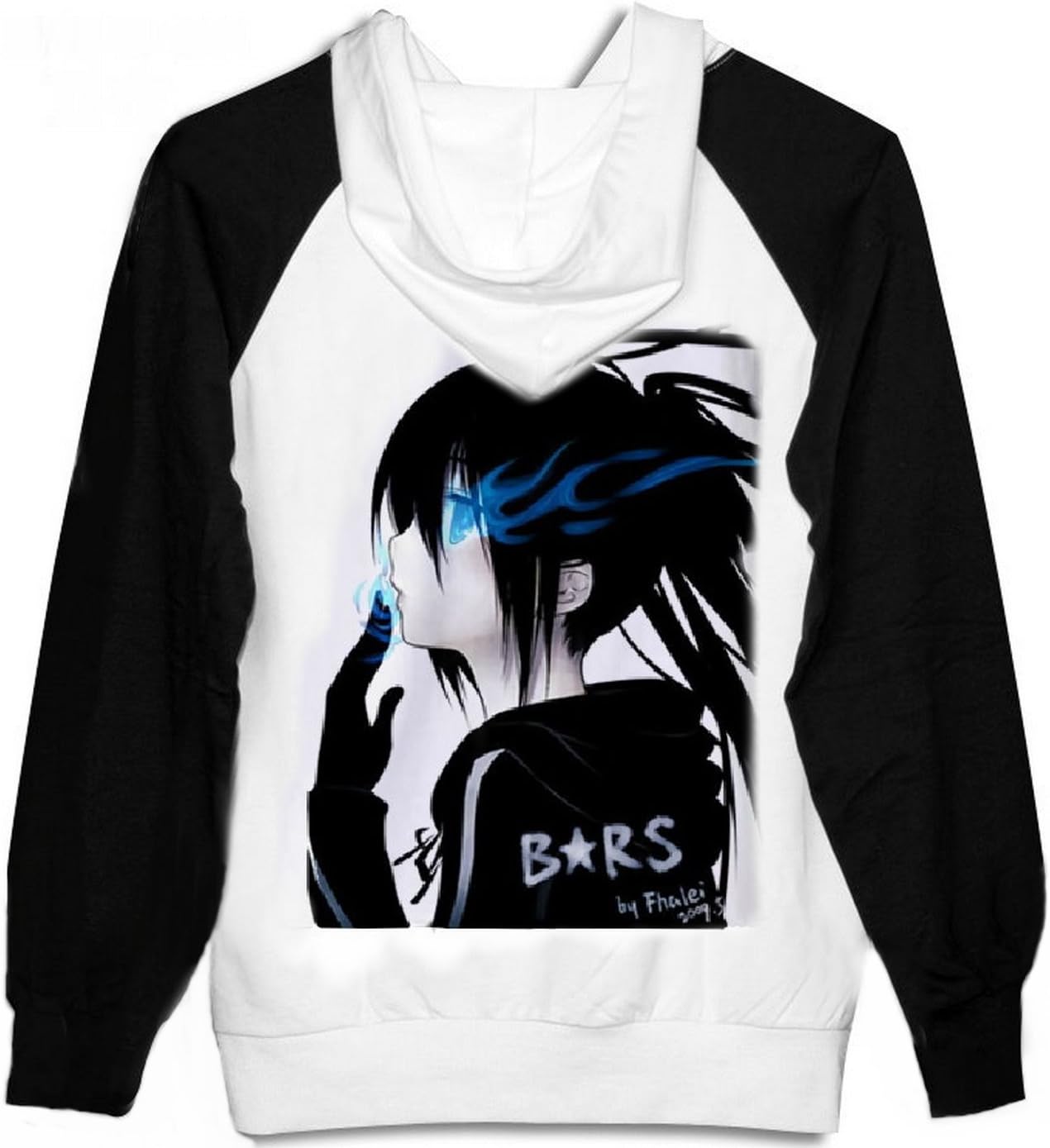 BRS Black Rock Shooter Cosplay Costume Anime Black White Hoodie Size XL