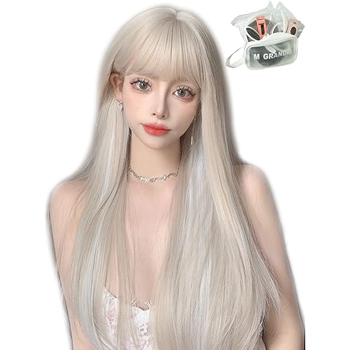 wig premium line 【 active top stylist produce 】 6 items set inner color line women's original wig semi-long small face effect（white beigeLSt DY24A）
