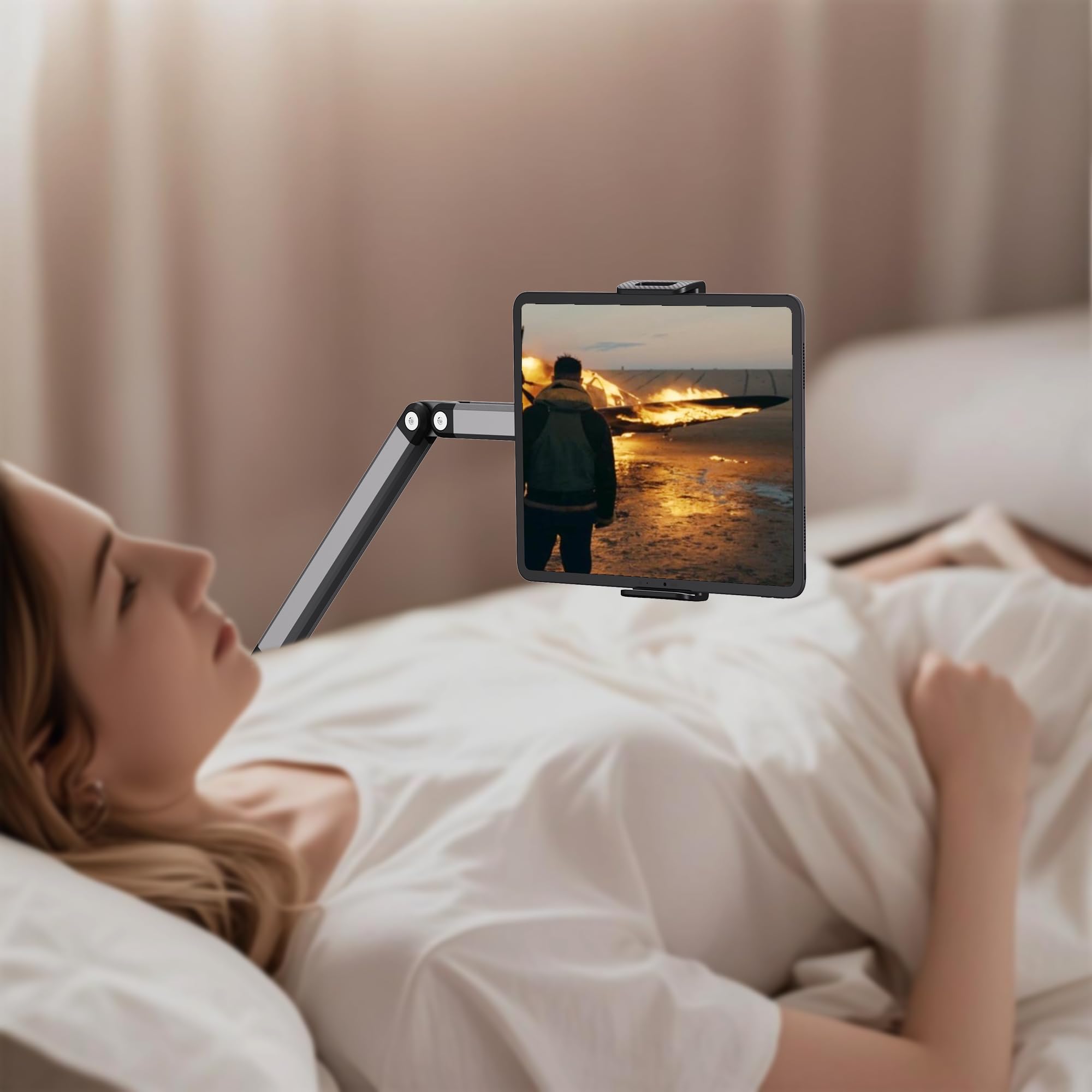 Tablet-Ständer, kompatibel mit iPad-Ständer, Kindle, Galaxy Tab, verstellbare Höhe, Handy-Halterung mit ultra-langem Verlängerungsarm, 360° drehbar für Bett, Meeting, Vlogging