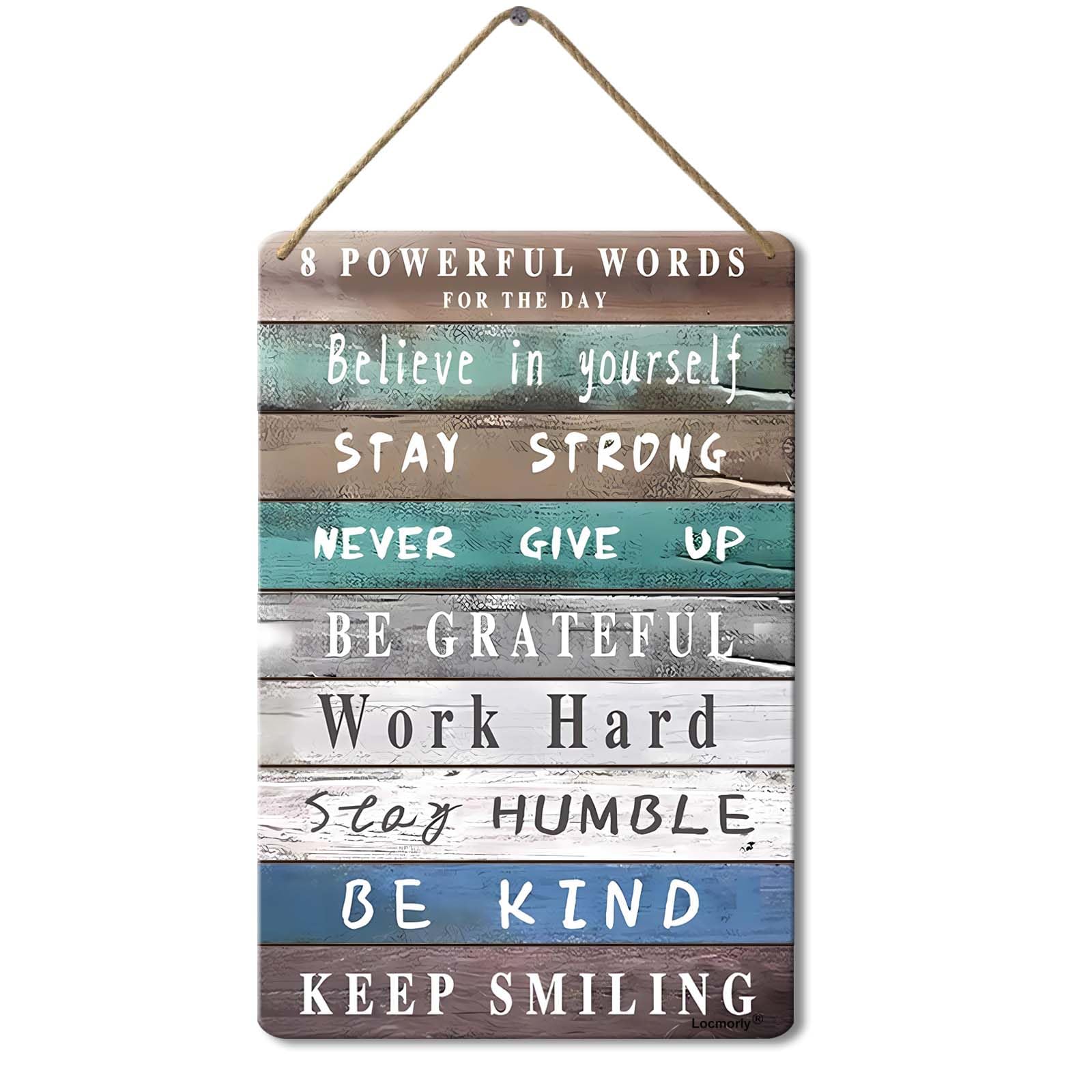 Wooden Sign Inspiring Positive Quotes Sign, 8x12 Inch, Rustic Hanging Plaque for Wall Art Decor