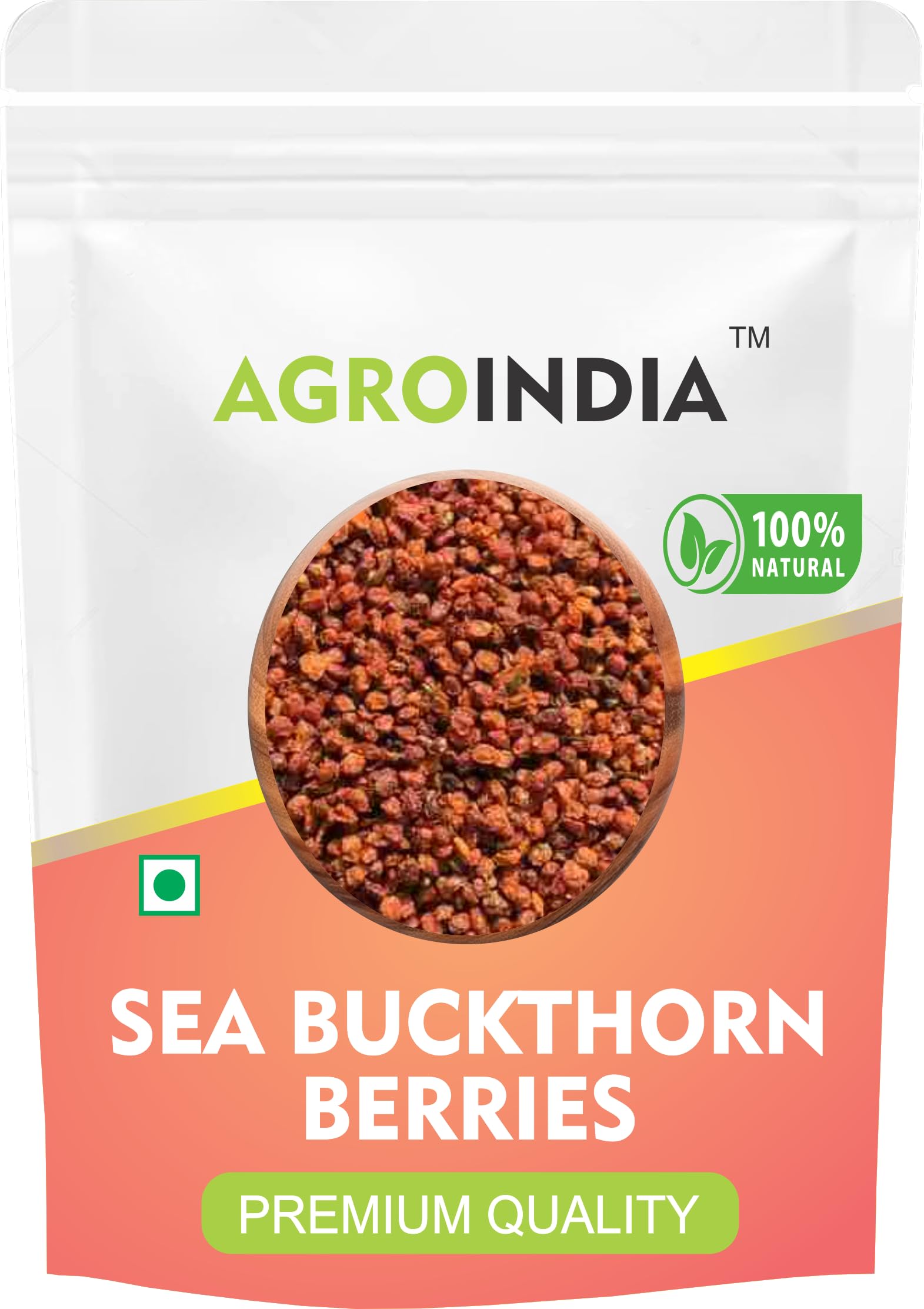 AgroIndia Sea Buckthorn Berries Powder -Himalayan Sea Buckthorn Berries- Best Source of Natural Vitamins And Minerals- 100% Natural Sea Buckthorn Berries- Organic Sea Buckthorn Berries For Skin- Rich In Omega, Fatty Acids, Vitamin E, Vitamin C, No Added Sugar (50g)