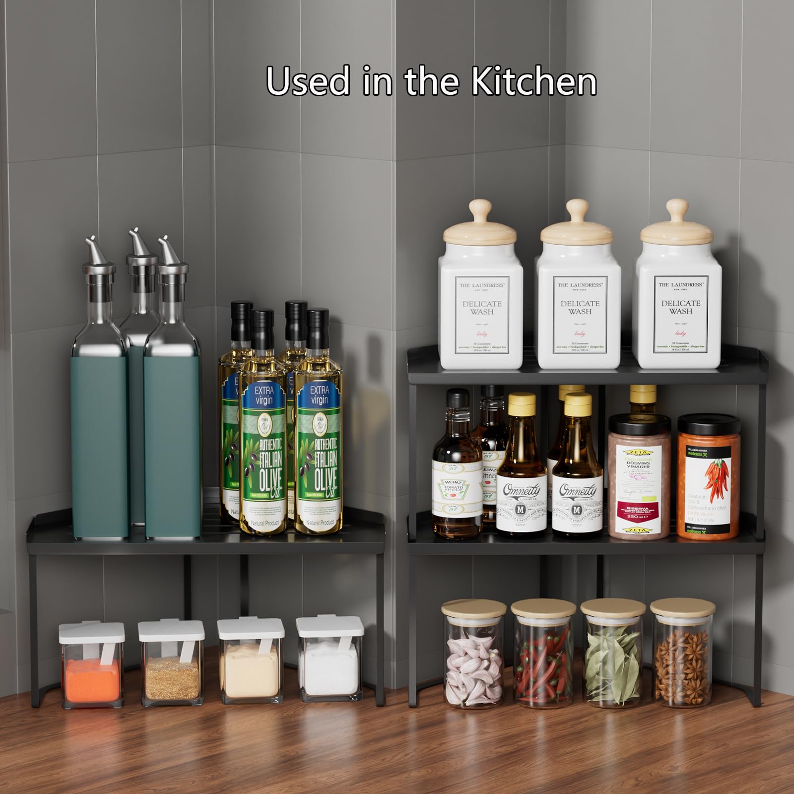 Organizzatore Da Cucina Impilabile SHBaizoy - Metallico Con Base Antiscivolo - Per Dispensa E Bagno - Foto 12