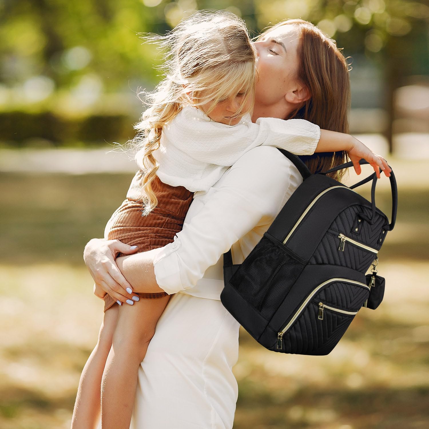 Diaper Bag Backpack,Baby Essentials Diapers Bag with Pacifier Case,Multipurpose Stylish Large Capacity Travel Backpack for Baby Girl/Boy(M-Black)