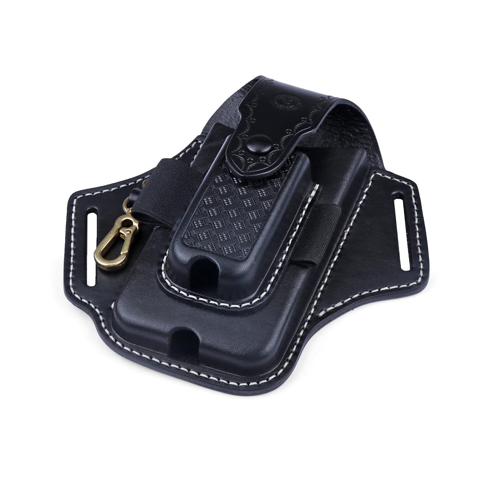 TOURBON Multitool Fodero in Pelle per Cintura EDC Tasca Organizer Porta Telefono per Uomo con Torcia Penna Portachiavi