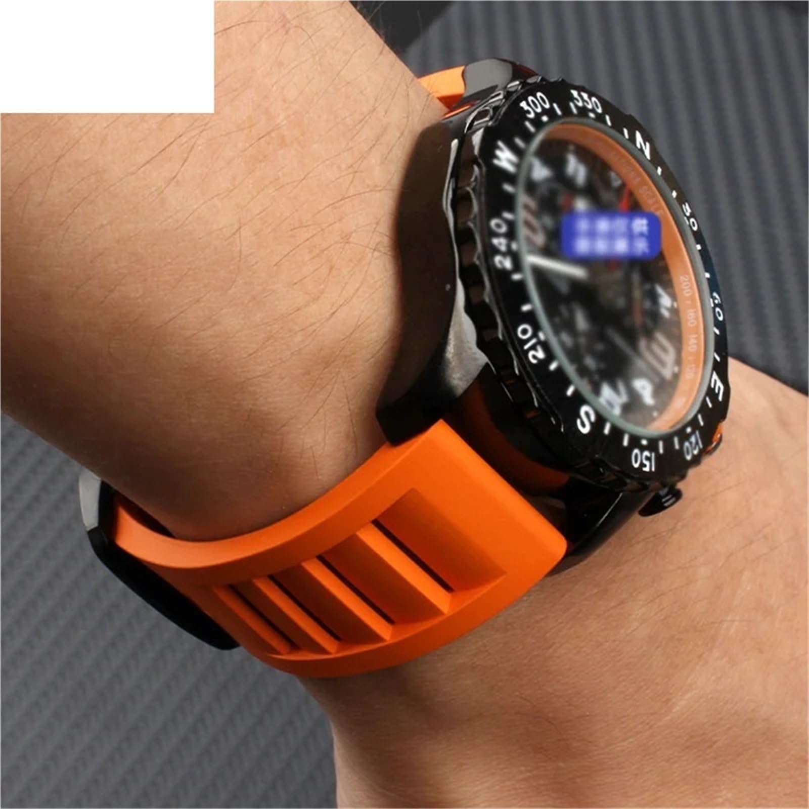 Bracelet en caoutchouc fluor FKM 20 mm 21 mm 22 mm 24 mm bracelet pour montre de sport (gris silver buckle,20 mm), 20mm, agate
