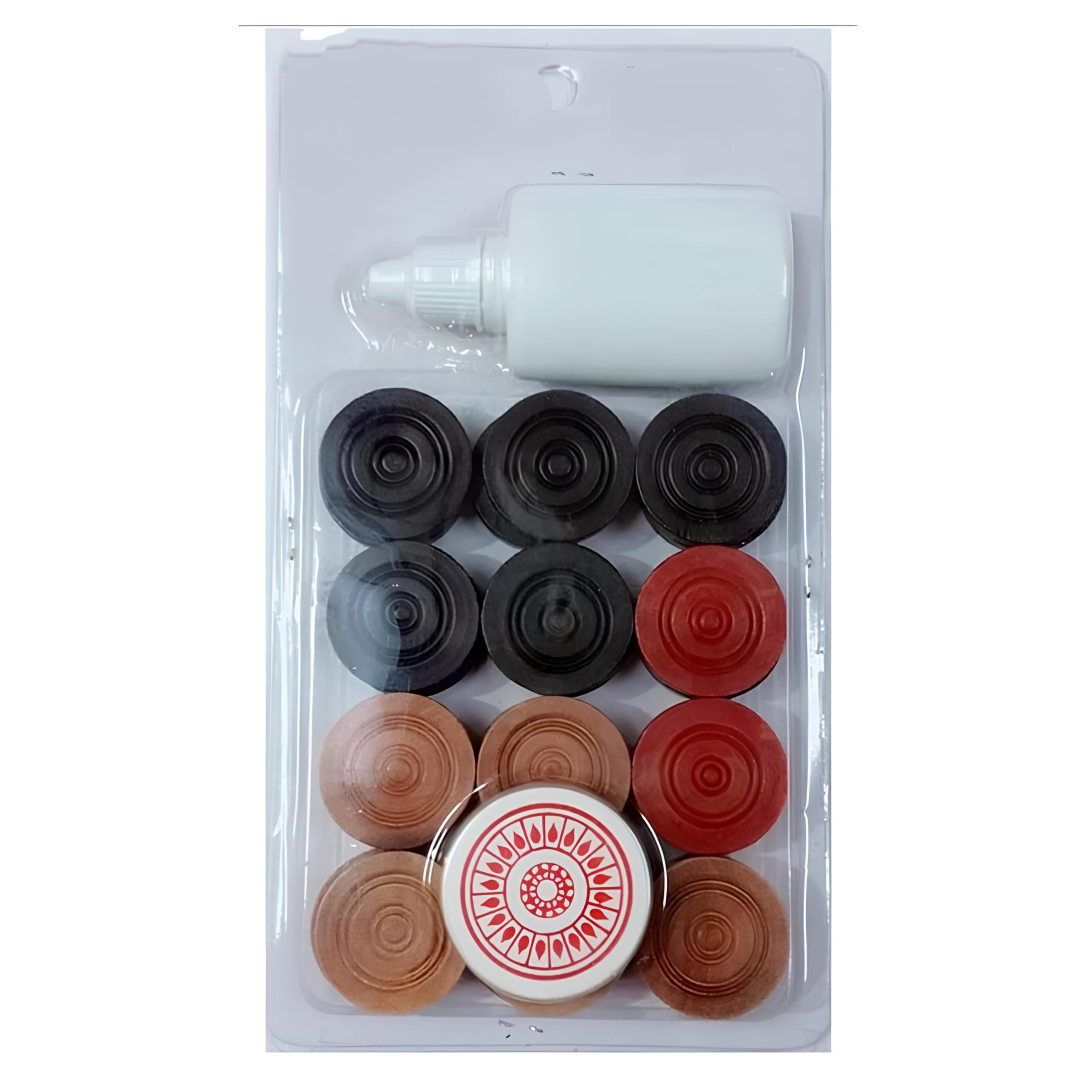 Professional Carrom Board Game Junior Wooden 6mm Coins, Set of 24 Coins with 1 Striker & 1 Carrom Powder Included