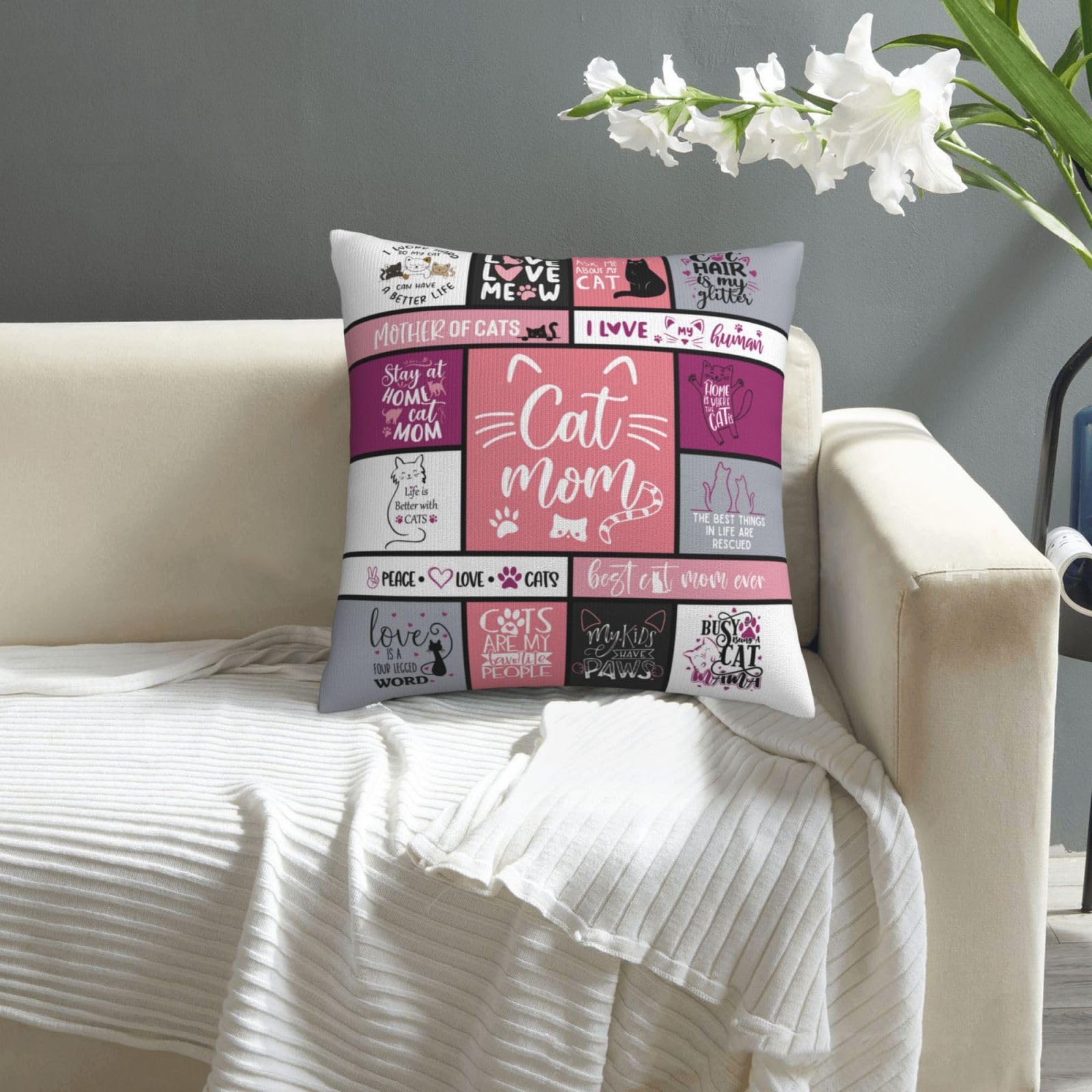 Regalos para mamá de gatos, regalos para amantes de los gatos, regalos temáticos de gatos para mujeres, regalos de gatos para niñas, decoración de gatos para amantes de los gatos, fundas de