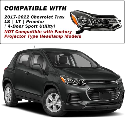 Miniatura 5 de SOCKIR Conjunto de faros delanteros para Chevy TRAX 2017-2022 sin LED DRL NON proyector halógeno de repuesto estilo OE fábrica faro derecho lado del