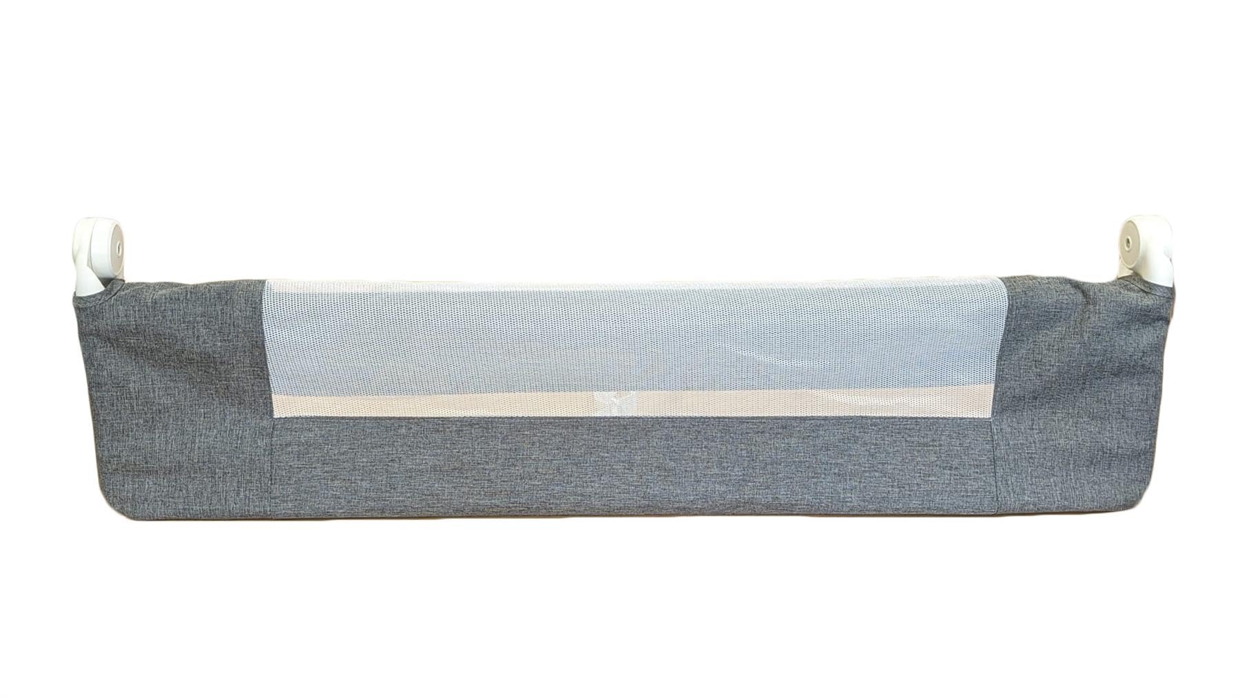 Safetots Barrière de Lit pour Bébé, Barrière de Sécurité pour Bébé, Barrière de Lit Enfant Sécurisée, 140cm de Largeur x 50cm de Hauteur, en Denim Deluxe, Couleur Gris