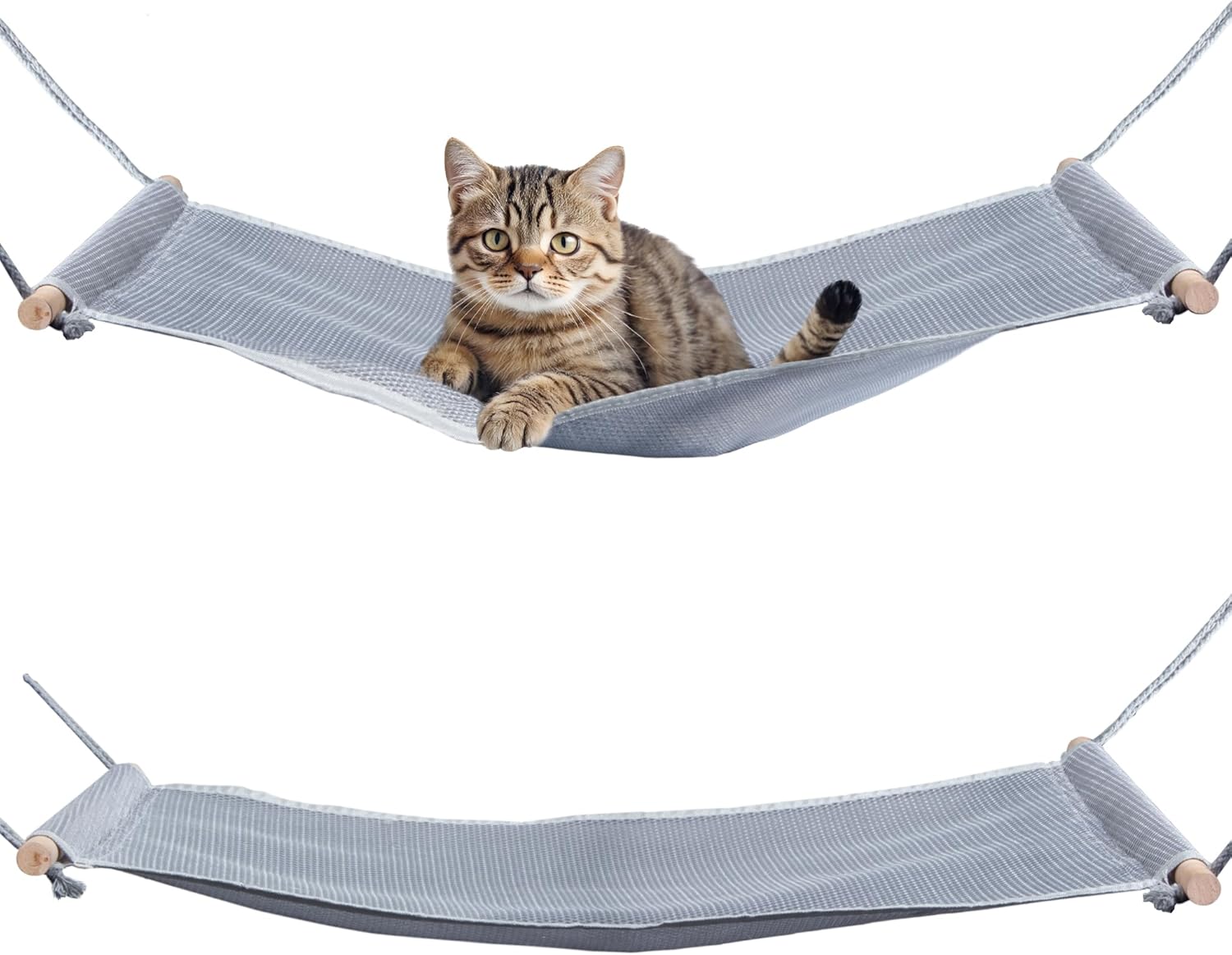 Cat Hammock for Cage Hanging Wooden Pet Hammock Bed Outdoor Cooling Pad for Cats, Ferret, Puppy, Rabbits, Small Animals Grey, 1 Pack