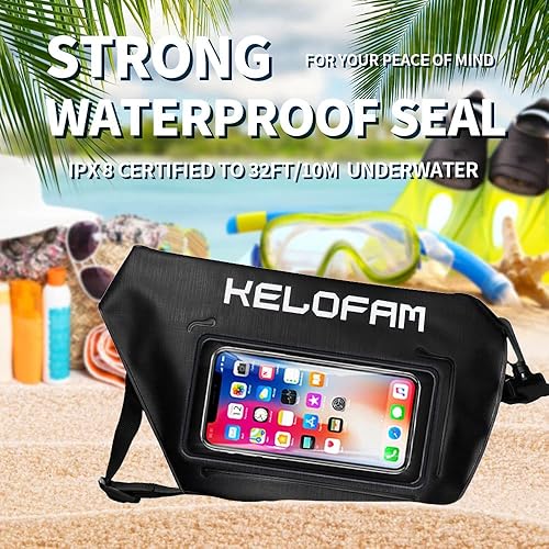 Miniatura 2 de Bolsa impermeable para natación, IPX8, bolsa seca impermeable para teléfono celular con correa para la cintura, mantiene tus objetos de valor secos,