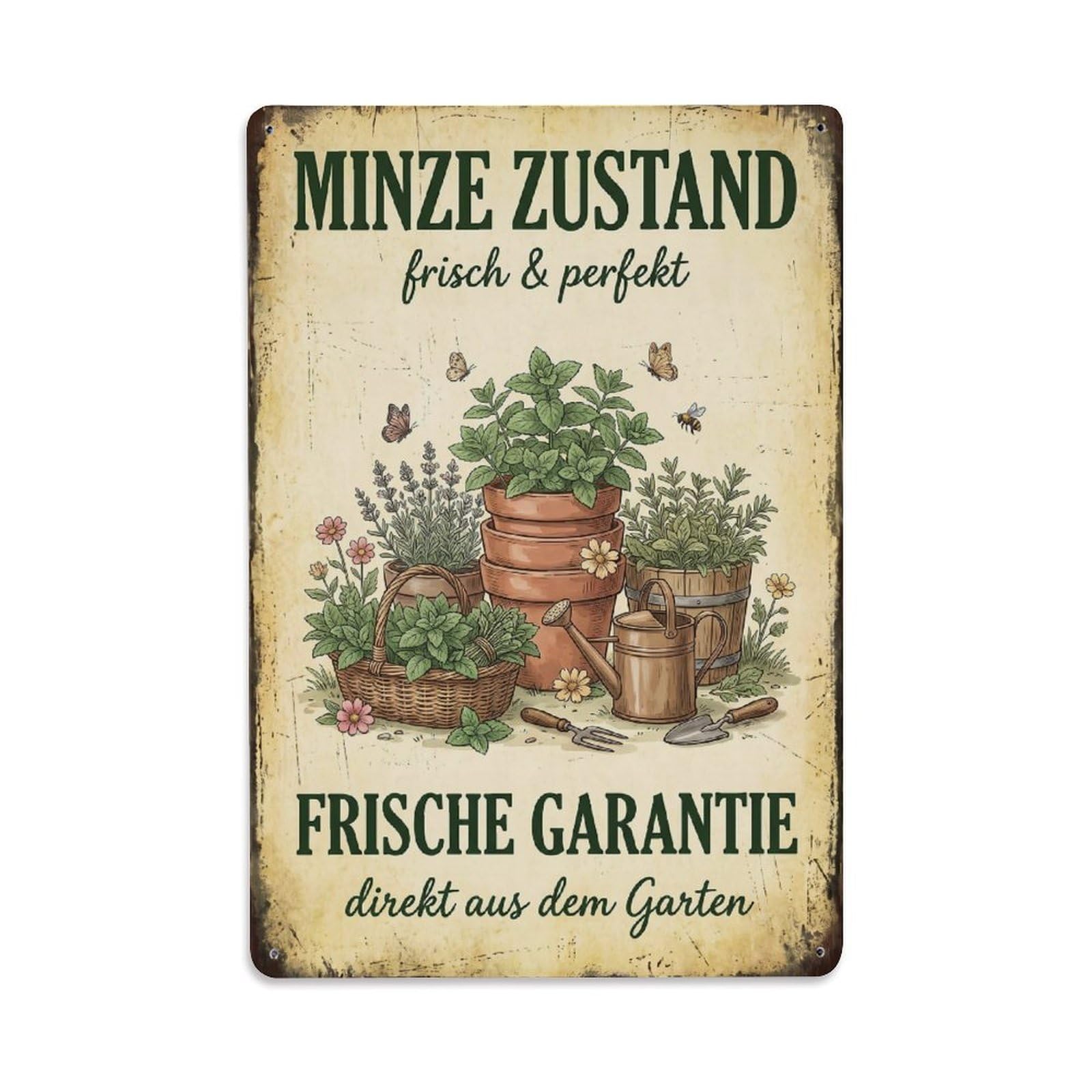 Vintage Funny Garden Mint Condition Rustic Gate Cheerful Metal Tin Sign Plaque Wall Decor for Cafe, Club Bar, Office, Garden Metal Poster 8x12Inch