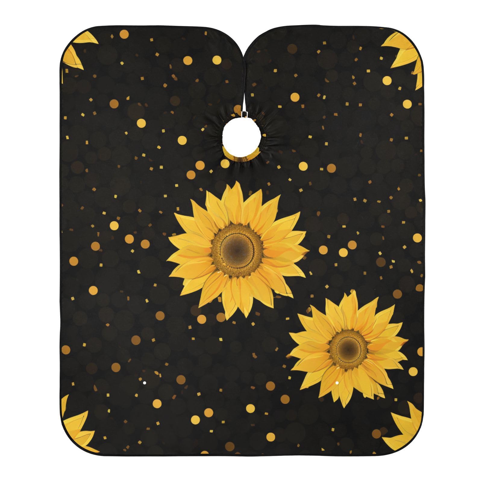 Capa De Peluquería Profesional Girasoles Puntos Amarillos Bata Peluqueria Unisex Personalizada Impermeable Capa De Barbero Profesional, Para Hombres, Niños, Barberías, 140×168cm