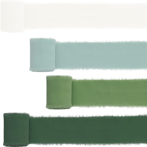 Cinta de gasa hecha a mano con flecos  Bordes deshilachados similares a la seda, 2 pulgadas x 5 yardas para ramos, envoltura, decoración, boda,