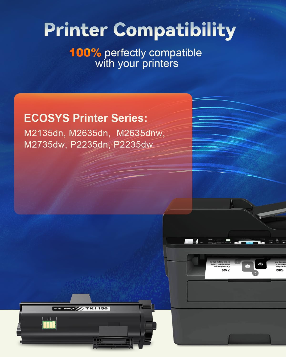Skydo TK1150 Toner Compatibile con Toner Kyocera TK-1150 Nero Compatibile con ECOSYS M2135dn, M2635dn, M2735dw, P2235dn, P2235dw Stampanti