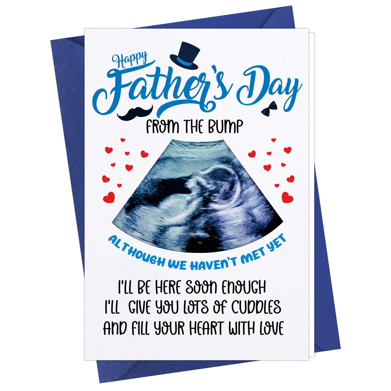 D24TIME Funny First Fathers Day Card from Wife for Husband First Time Dad New Dad Happy 1st Father's Day Gift Greeting Card with Photo Insert from Baby Boy Girl for Dad to be Daddy, with Envelope