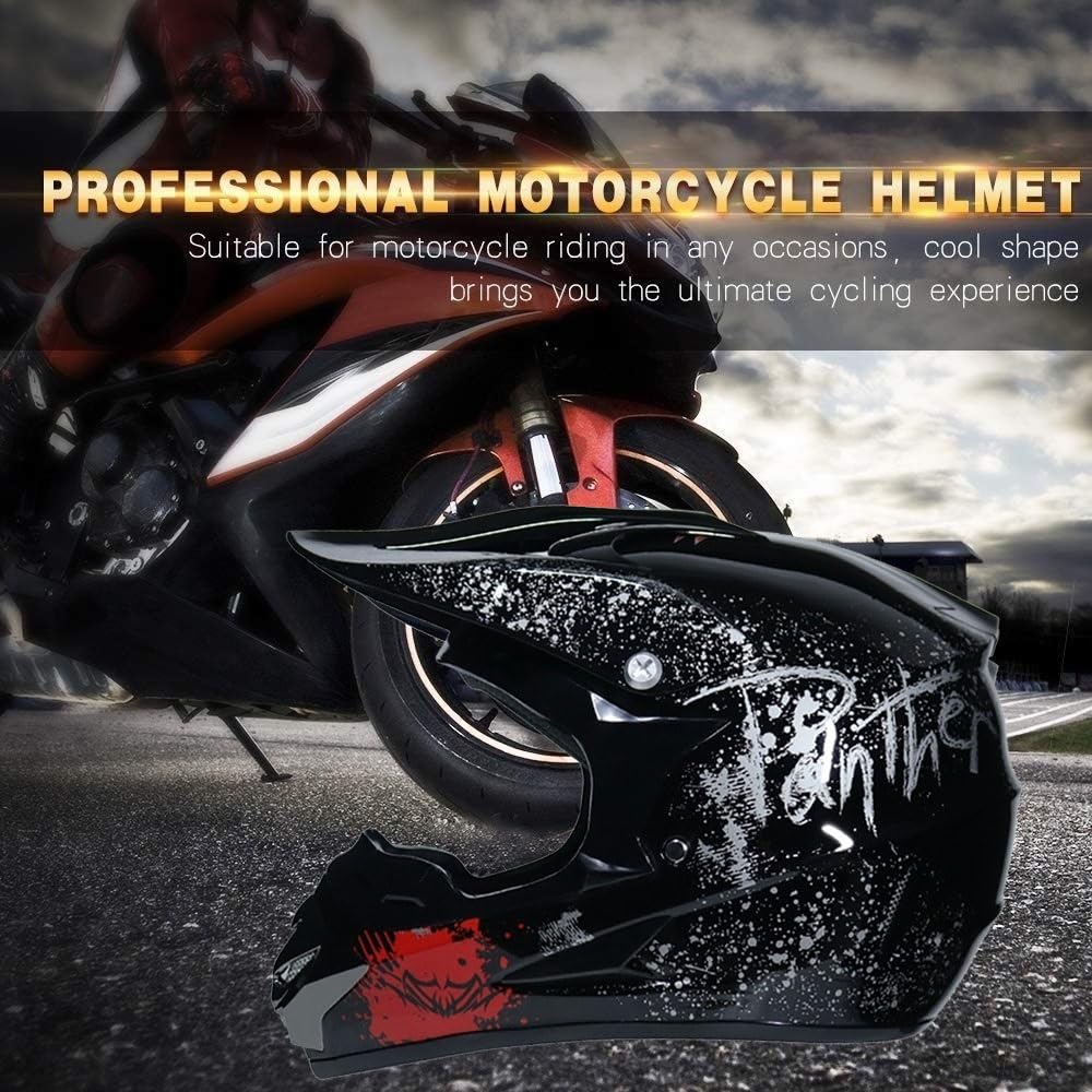 Gioventù Bambini Casco da Motocross, con Occhiali Guanti Maschera, Integrale Fuori Strada Moto Incidente Caschi, Discesa Gare di Enduro BMX MTB ATV Dirt Bike Casco