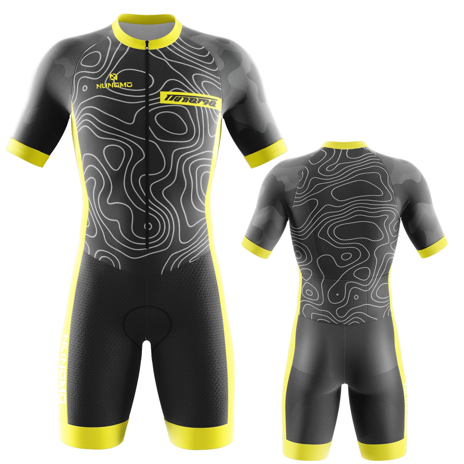Tuta da Triathlon a Maniche Corte da Uomo, MTB Body Trisuit Cycling Skinsuit with Gel Pad per Nuoto/Corsa/Ciclismo,Men's Elite Sleeveless Trisuit da 3 Tasche