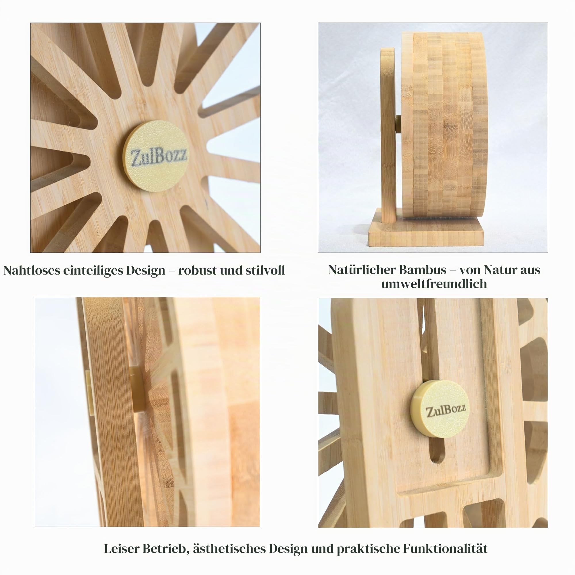 Hamsterrad aus Bambus Ø 28 cm – Leises Holz-Laufrad mit Höhenverstellung | Für Große Syrische Hamster, Zwerghamster, Rennmäuse & Mäuse