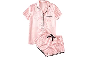 Victoria's Secret Women's Satin Short Sleeve Shirt and Shorts Pajama Set: Luxurious...