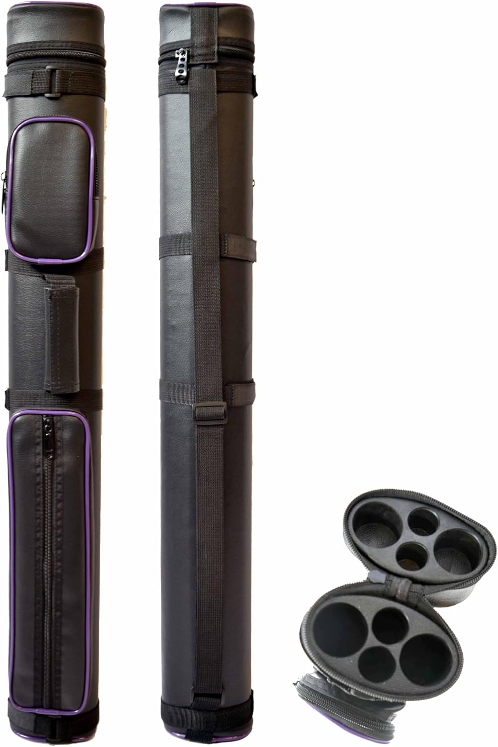 HAN'S DELTA 2x2 Hard Pool Cue Billiard Stick Carrying Case, (Several Colors Available) (Piping Purple)