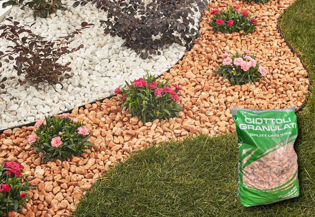 Sassi Decorativi Ciottoli Rosso Verona per Vasi Giardino Granulometria 15-25mm Confezione 25kg