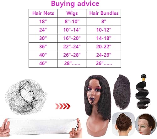 Miniatura 4 de Redes invisibles para cabello largo, 100 piezas de malla elástica negra de 18 a 46 pulgadas para mujeres, para pelucas, moño, servicio de alimentos
